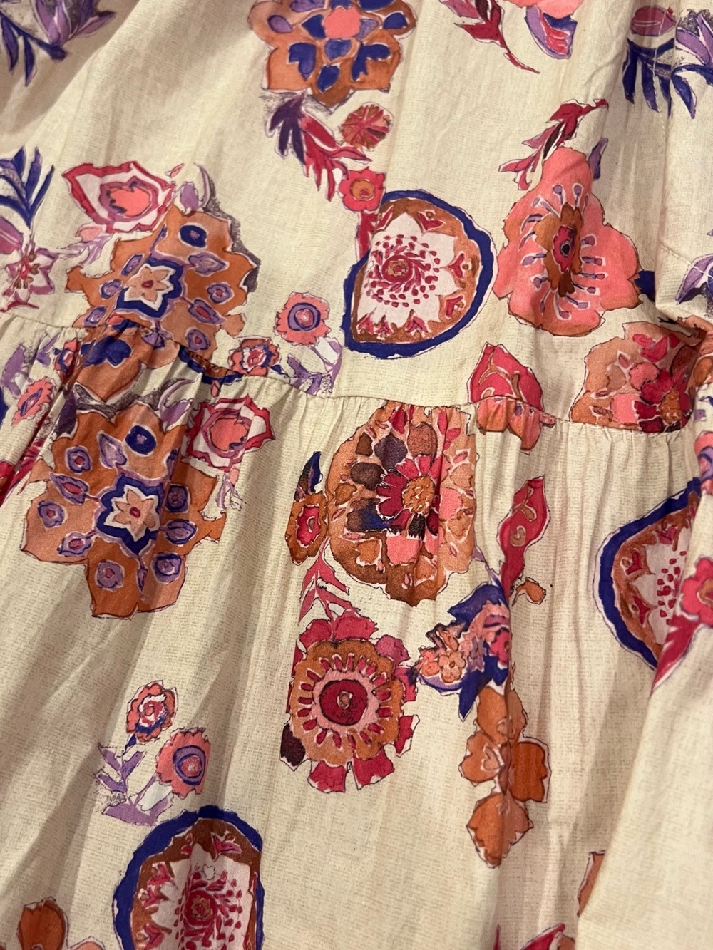 Oliphant Cream Maxi Dress with Pink & Purple Floral Print Small - Picture 10 of 10
